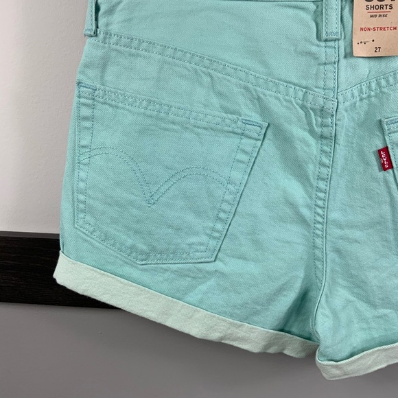 LEVI’S pastel mint 501 jeans shorts mid rise W27 - Picture 9 of 12